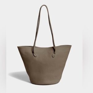 Modern Weaving Soft Structure Tall Oval Bucket Bag shoulder bag in tan taupe